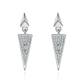 Moissanite Drop Earrings Platinum Plating Full Diamond Triangle Setting