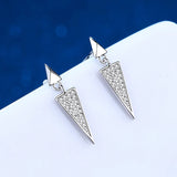 Moissanite Drop Earrings Platinum Plating Full Diamond Triangle Setting