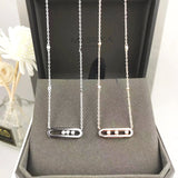 925 Silver Necklace with 3 Diamonds, French Rose Plated