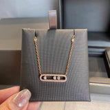 925 Silver Necklace with 3 Diamonds, French Rose Plated