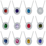 Silver Necklace Cross-border Pendant Diamond Birthstone Clavicle Chain