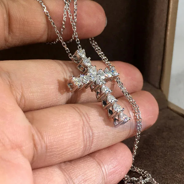 Sterling Silver Necklace with Natural Diamond Pendant