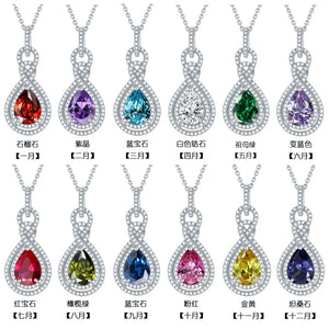 Sterling Silver Rose Women's Necklace 8-shaped Twelve Birthstone