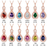Sterling Silver Rose Women's Necklace 8-shaped Twelve Birthstone