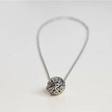 Sterling Silver Necklace Women's Open Pendant Floral Ball Thai Silver