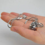 Sterling Silver Necklace Women's Open Pendant Floral Ball Thai Silver