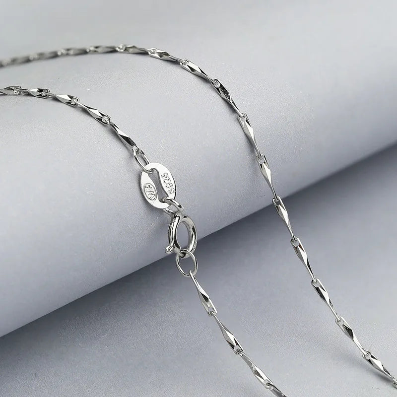 Striped Engraved 925 Silver Necklace for Women
