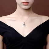 Aquamarine Inlaid Sterling Silver Necklace for Women