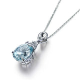 Aquamarine Inlaid Sterling Silver Necklace for Women