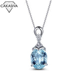 Aquamarine Inlaid Sterling Silver Necklace for Women