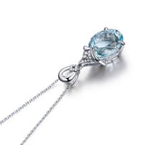 Aquamarine Inlaid Sterling Silver Necklace for Women
