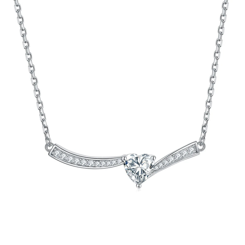 Ins Style Heart Pendant Necklace, Sterling Silver Clavicle Chain