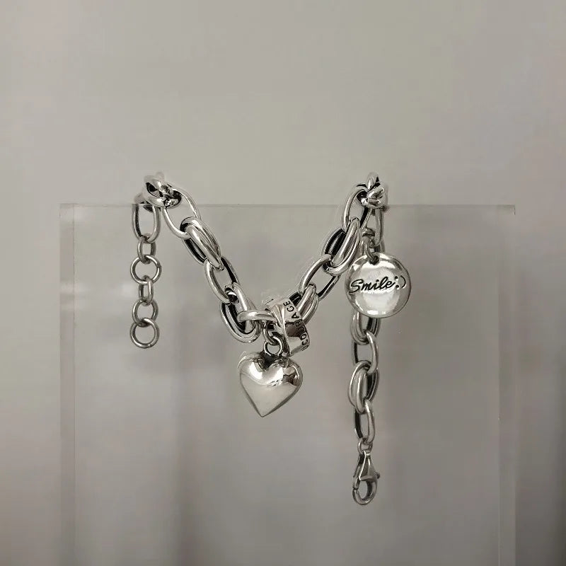 Vintage Geometric Heart Love Lucky Punk Bracelet