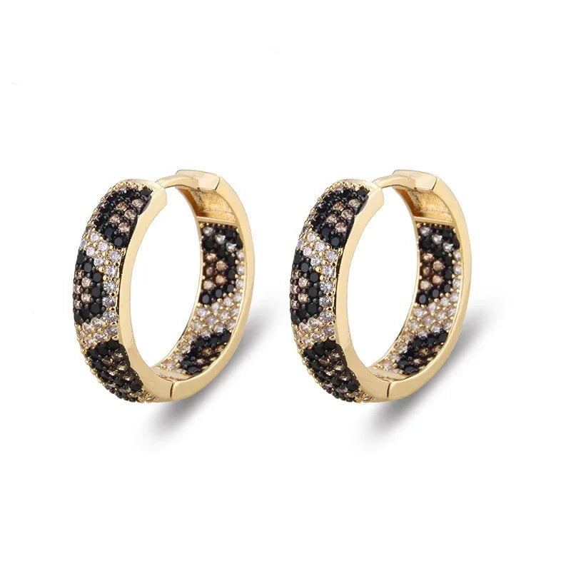 Leopard Circle Hoop Earrings Sterling Silver