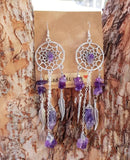 Sterling Silver Amethyst Dream Catcher Earrings