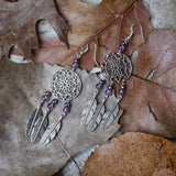 Sterling Silver Amethyst Dream Catcher Earrings