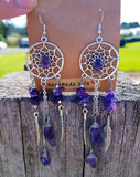 Sterling Silver Amethyst Dream Catcher Earrings
