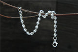 Sterling Silver S925 4MM Ball Bead Bracelet Lucky Buddha Bead Hand Jewelry