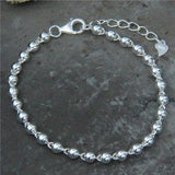 Sterling Silver S925 4MM Ball Bead Bracelet Lucky Buddha Bead Hand Jewelry