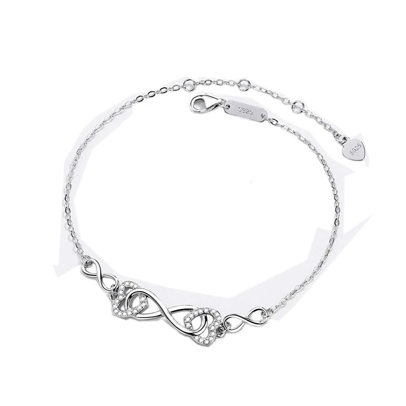 Heart-Shaped Sterling Silver S925 Bracelet for Women