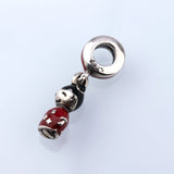 S925 Fuwa Pendant w Peach Heart Teddy Bear Necklace Small Pendant
