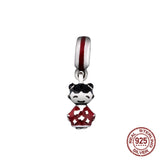 S925 Fuwa Pendant w Peach Heart Teddy Bear Necklace Small Pendant
