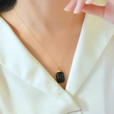 Sterling Silver Hetian Jade Square Plate Pendant Necklace