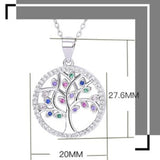 Sterling Silver S925 Life Tree Necklace Diamond Pendant
