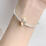 S925 Pink Diamond Owl Beads Female Necklace Bracelet Accessories