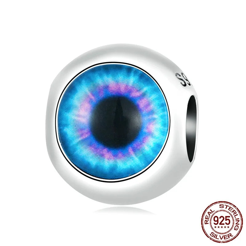 Sterling Silver S925 Weird Eyes Beaded Bracelet Charms