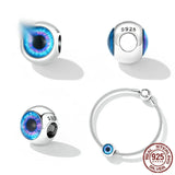 Sterling Silver S925 Weird Eyes Beaded Bracelet Charms