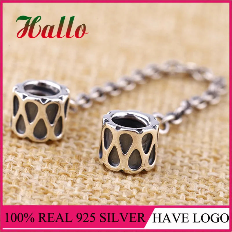 Silver Safety Chain Charms Beads for Bracelet 925 Silver Jewelry