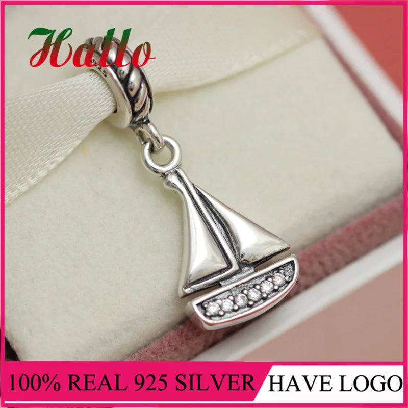 Sterling Silver Sailboat Charms Beads for Bracelet 925 Silver Mother's Gift