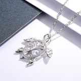 Silver Sea Turtle Necklace Tree of Life Pendant for Women Mom