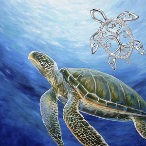 Silver Sea Turtle Necklace Tree of Life Pendant for Women Mom
