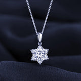 Silver Snowflake Necklace 1ct D VVS1 Moissanite Lab Diamond 14k Pendant