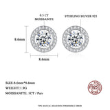 Sterling Silver Stud Earrings Round Disc CZ 1CT Moissanite Earings