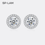 Sterling Silver Stud Earrings Round Disc CZ 1CT Moissanite Earings