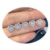 925 Silver Heart CZ Stud Earrings Wedding Bridal Jewelry