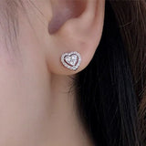 925 Silver Heart CZ Stud Earrings Wedding Bridal Jewelry