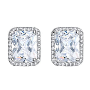Sterling Silver Stud Earrings CZ Women Engagement Wedding Earrings