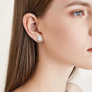 Sterling Silver Stud Earrings CZ Women Engagement Wedding Earrings