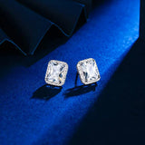 Sterling Silver Stud Earrings CZ Women Engagement Wedding Earrings