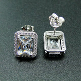 Sterling Silver Stud Earrings CZ Women Engagement Wedding Earrings