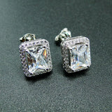 Sterling Silver Stud Earrings CZ Women Engagement Wedding Earrings