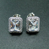 Sterling Silver Stud Earrings CZ Women Engagement Wedding Earrings