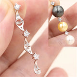 Sterling Silver 3 Beads Pearl Pendants Mountings DIY Jewelry