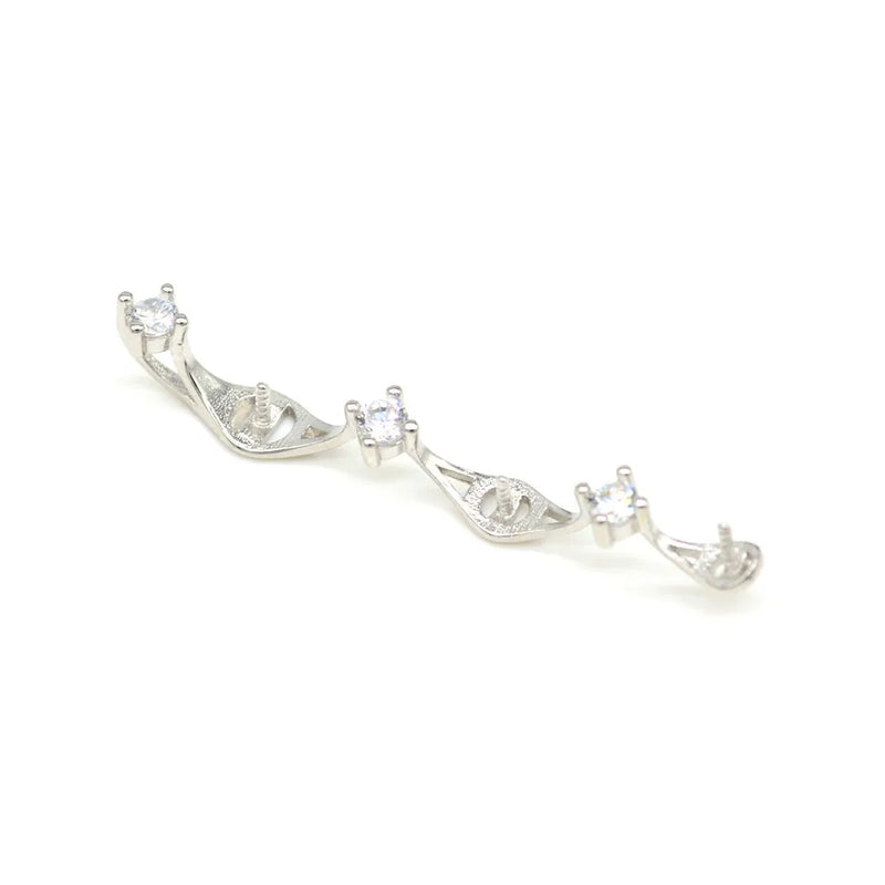 Sterling Silver 3 Beads Pearl Pendants Mountings DIY Jewelry