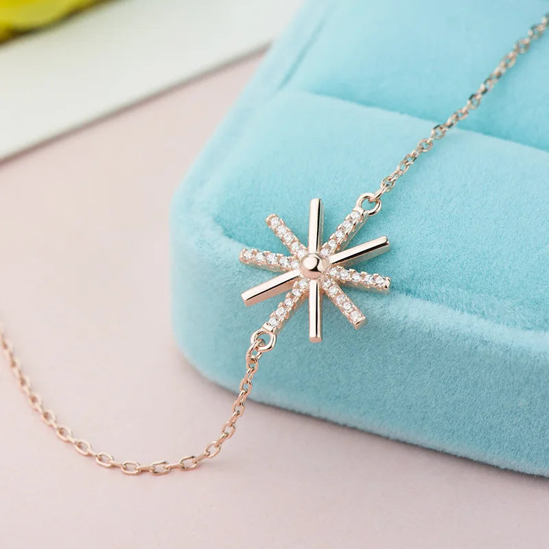 Sterling Silver Sunflower Micro Inlaid Bracelet Women's Accessory