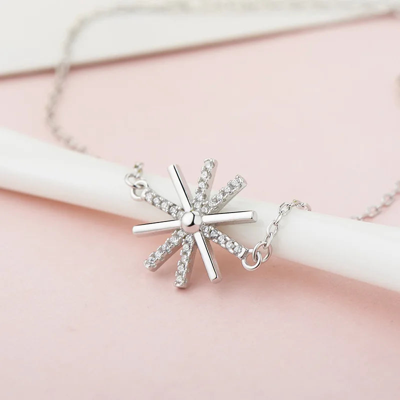 Sterling Silver Sunflower Micro Inlaid Bracelet Women's Accessory